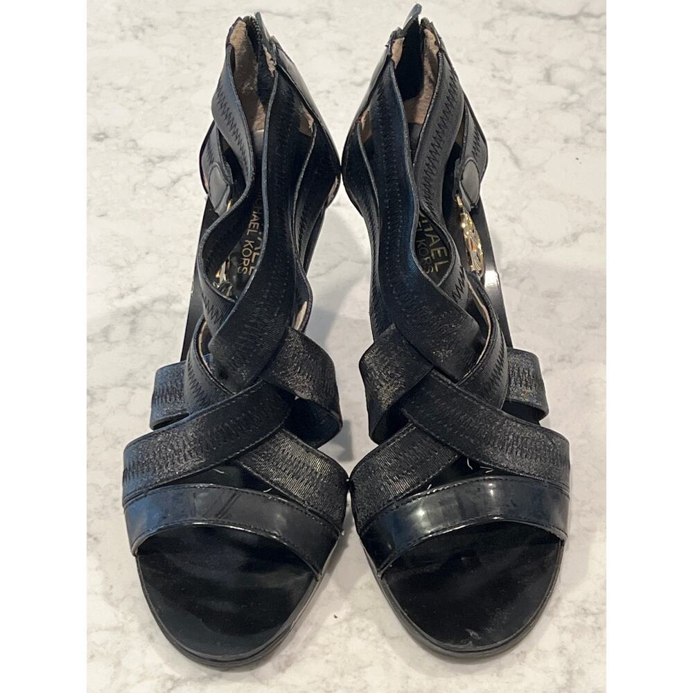 Michael Kors Women’s Back Zip Karina Cross-Strap Cone Heels Party‎ Size 7M Black